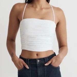 Madewell NWT Poplin Crop Tube Top in white cotton-poplin adjustable straps